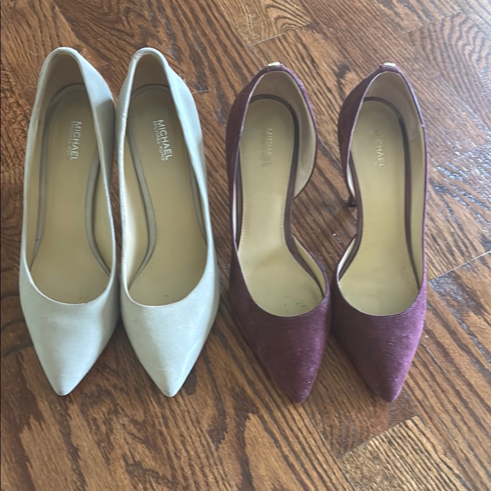 2 pairs of Michael Kors Women's Pointed Toe Heels - Cream and Purple